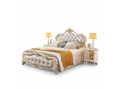 Slaapkamer set chesterfield bed + 2x nachtkastjes hout luxe 3-delig interieur