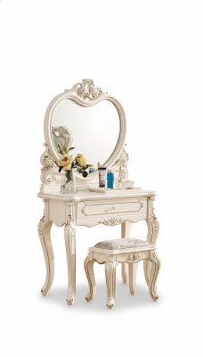 Klassieke kaptafelkruk Designer houten meubelset Slaapkamer 2-delig