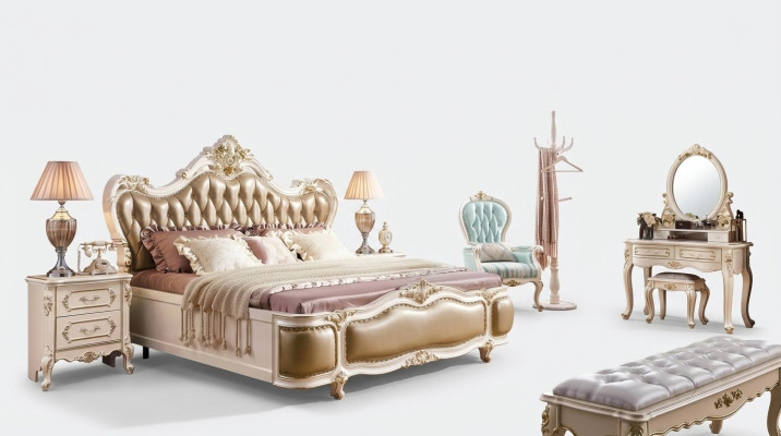 Slaapkamer set Klassiek designer houten meubels luxe nieuw 8-delig