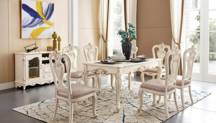 Eetkamer set luxe Eettafel 6x Stoelen klassieke meubels 7dlg nieuw