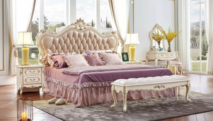 Slaapkamer set chesterfield bed 2x nachtkastjes klassiek meubilair 3-delig