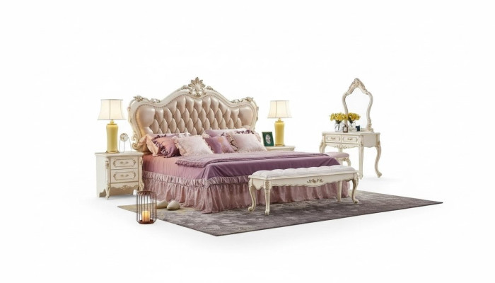 Slaapkamer set chesterfield bed 2x nachtkastjes klassiek meubilair 3-delig