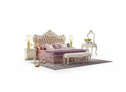 Slaapkamer set chesterfield bed 2x nachtkastjes klassiek meubilair 3-delig