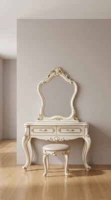 Slaapkamer set klassieke meubels kaptafel met spiegel kruk 2-delig