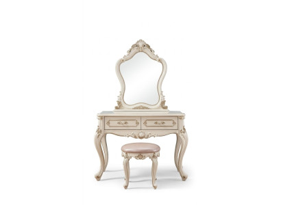 Slaapkamer set klassieke meubels kaptafel met spiegel kruk 2-delig