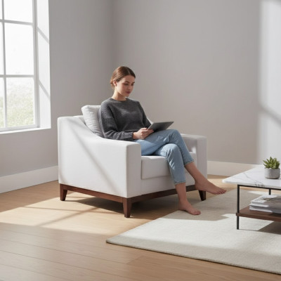 Fauteuil wit Scandinavisch Gestoffeerde fauteuil Tv-fauteuil Lounge Club Meubels