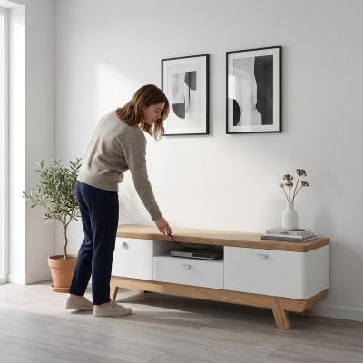 Woonkamer tv-standaard televisie witte standaard kast meubels hout rtv  Woonkamer tv-standaard televisie witte standaard kast meubels hout rtv