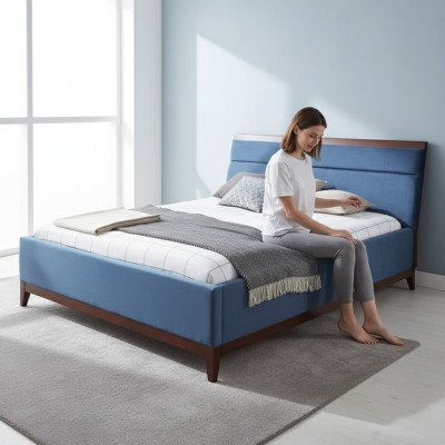 Bed slaapkamer luxe meubels in blauwe kleur Nieuwigheid voor uw interieurs.