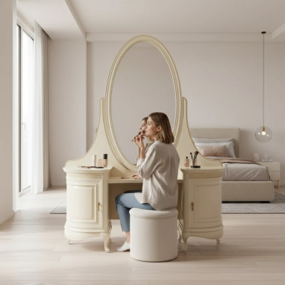 Make-up tafel Spiegel Slaapkamer Luxe meubels beige Consoles Sideboard Tafel
