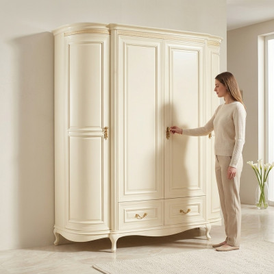 Kledingkast luxe Wit slaapkamer kast Houten meubelen Kasten