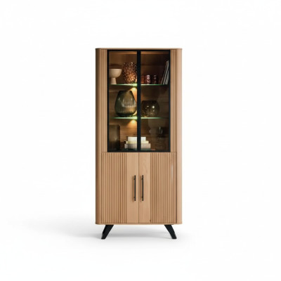 Vitrine meubels woonkamer kast beige glazen vitrinekasten Nieuw