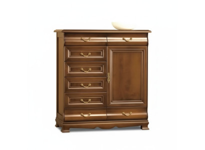 Laden van massief eikenhout, dressoirs, dressoirs van massief hout, echte houten kast.