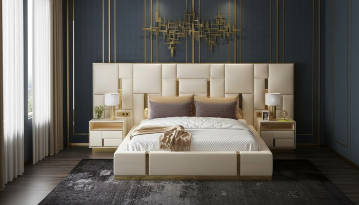 Compleet slaapkamer meubelset 3-delig. Design meubels nachtkastjes bedden.