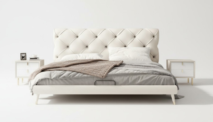 Bed nachtkastje 3-delige slaapkamer set design Modern Luxe Bedden Beige