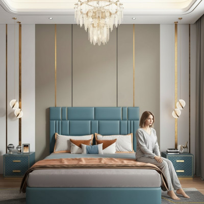 Slaapkamerset Designer Luxe Groep Garnituur Nieuw Bed 2x Nachtkastje 3-delig.