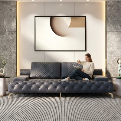 Bank 3-zits meubels leer driezitter bankstellen woonkamer stijl 3-zits Chesterfield