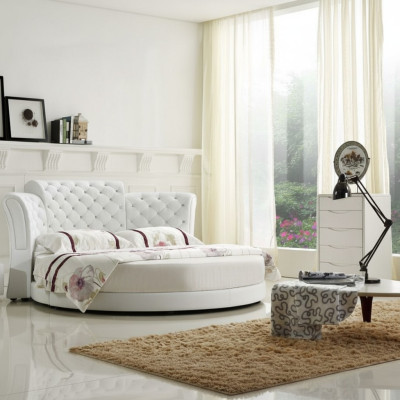 Rond bed Rond design Bedden Leder Dubbel Luxe Hotel Frame Slaapkamer