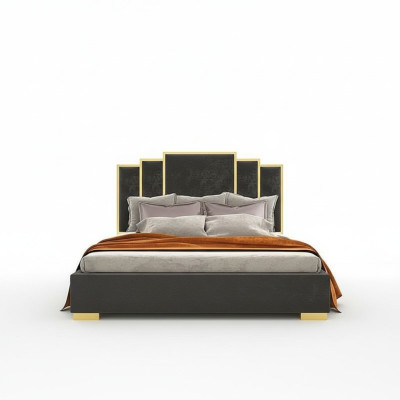 Bed 2x Nightstand 3-piece Bedroom Set Modern Luxury Design Nightstands