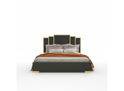 Bed 2x Nightstand 3-piece Bedroom Set Modern Luxury Design Nightstands