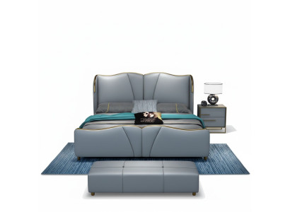 Ontwerp Blauw 2x nachtkastje bijzettafels slaapkamer hout luxe consoles