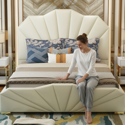 Ontwerp leren bedden hotel tweepersoonsbed slaapkamer meubilair inrichting
