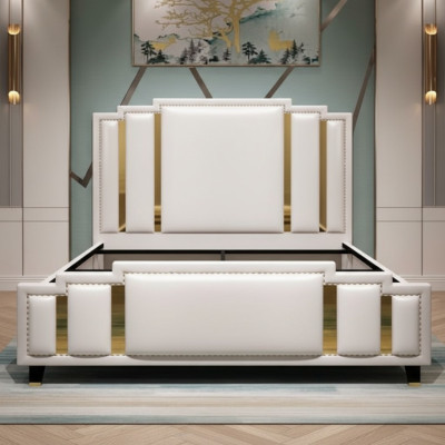 Leren bedbekleding ontwerp luxe dubbel hotel slaapkamer bedden
