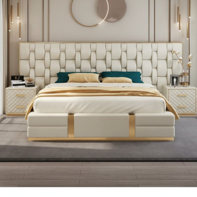 Beddensprei Ontwerp Luxe Dubbele Hotelbedden beige Luxe Hotel Nieuw