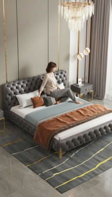 Chesterfield bed gestoffeerd design luxe dubbele hotelbedden luxe hotel nieuw
