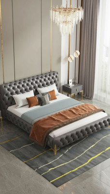 Chesterfield bed gestoffeerd design luxe dubbele hotelbedden luxe hotel nieuw
