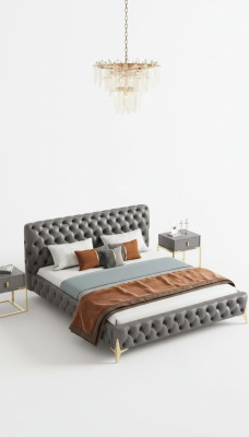 Chesterfield bed gestoffeerd design luxe dubbele hotelbedden luxe hotel nieuw