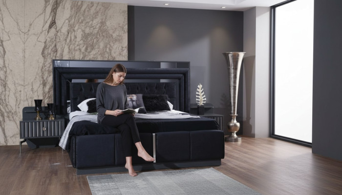 Zwart luxe Chesterfield tweepersoonsbed moderne bedframes houten meubels