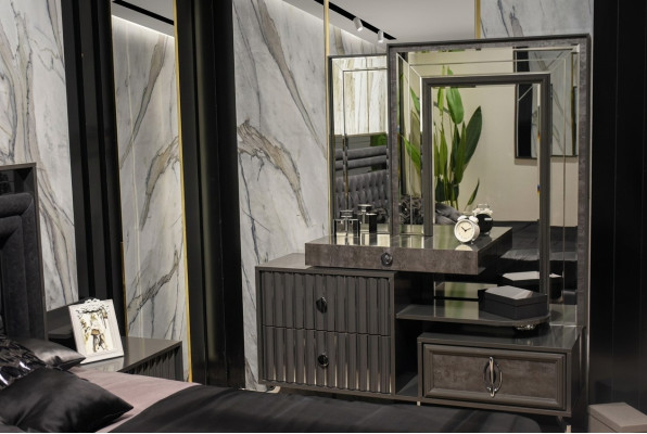 Zwarte make-uptafel Luxe houten console Designer slaapkamer meubels