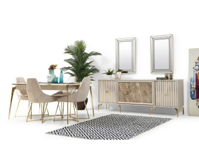 Luxe eettafel eetkamertafel voor 4 personen stoelen dressoir modern
