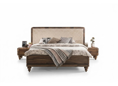 Slaapkamermeubilair Luxe Designer Bed 2x Nachtkastjes Tweepersoonsbed 3-delig