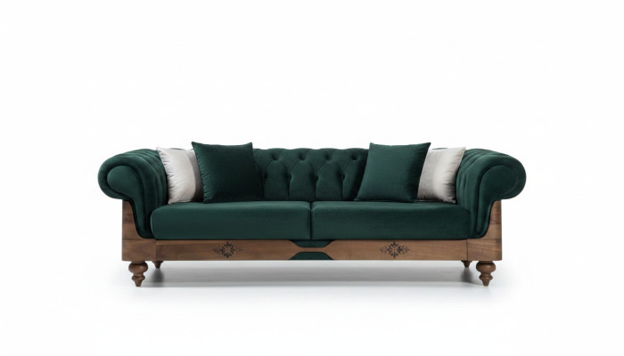 Groene Chesterfield driezits bank Woonkamer banken Zitmeubelen Bank