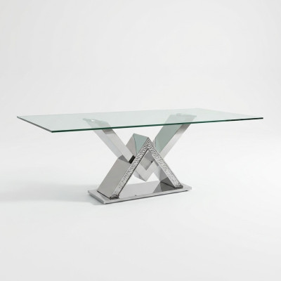 Luxe eettafel kolomtafel Zilveren eettafels Eettafel Eetkamertafel Glazen tafel