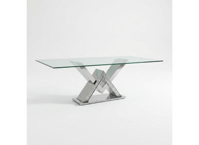Luxe eettafel kolomtafel Zilveren eettafels Eettafel Eetkamertafel Glazen tafel