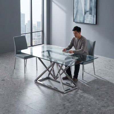 Glastafelzuilen Zilveren tafels Glastafels Tafel Luxe meubels 180x90