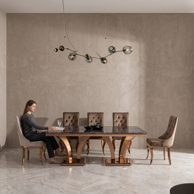 Luxe eettafel Moderne eetkamer Eettafels Tafels Ontwerp Metalen Tafel
