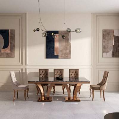 Luxe eettafel Moderne eetkamer Eettafels Tafels Ontwerp Metalen Tafel