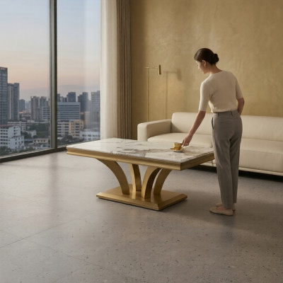 Salontafel Ontwerp Woonkamer Luxe Salontafels Tafels Meubels Goud 115x70