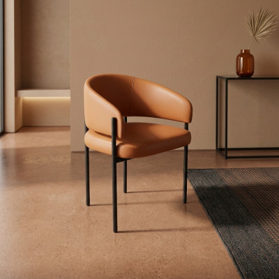 Oranje luxe stoel Moderne eetkamerstoelen Gestoffeerd kunstleer meubels