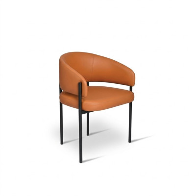 Oranje luxe stoel Moderne eetkamerstoelen Gestoffeerd kunstleer meubels