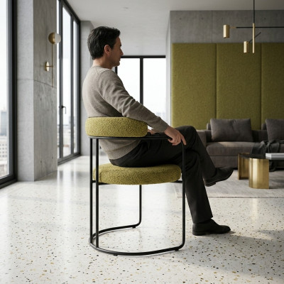 Ontwerper Groene gestoffeerde stoel Woonkamerstoelen Eenpersoons stijlvolle meubels