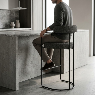 Grijze luxe roestvrijstalen barkruk Ontwerper bar meubels Stoel Kruk Frame