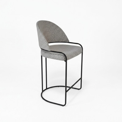 Grijze barkruk met roestvrijstalen poten Eetkamerstoel Hoge designstoelen