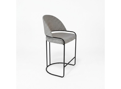 Grijze barkruk met roestvrijstalen poten Eetkamerstoel Hoge designstoelen