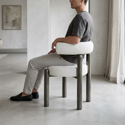Ontwerper Witte Stoel Eetkamerstoelen Gestoffeerd Textiel Eenzitter Metalen Poten