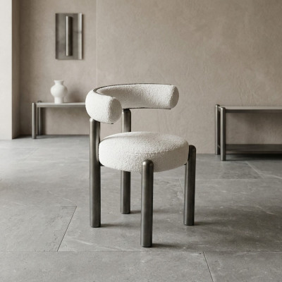 Ontwerper Witte Stoel Eetkamerstoelen Gestoffeerd Textiel Eenzitter Metalen Poten