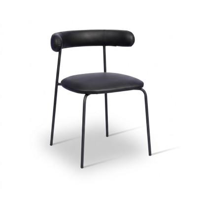 Zwarte roestvrijstalen stoel kunstlederen stoelen Eenzitter eetkamermeubilair.